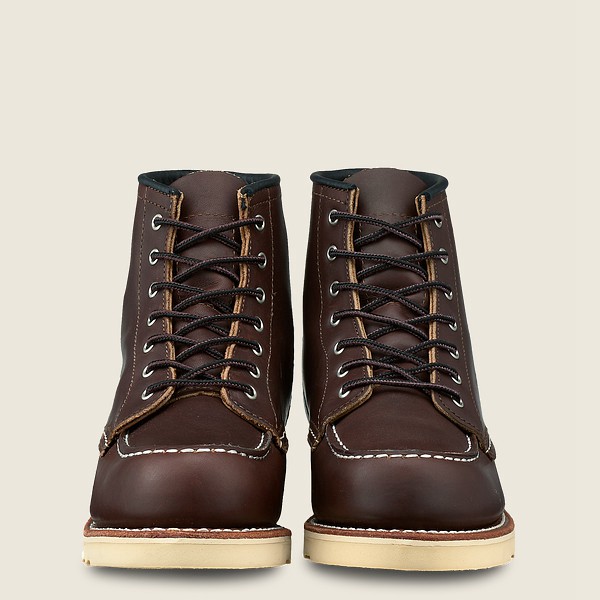 Womens Red Wing 6-inch Classic Moc - Short Oro-iginal Leather - Heritage Boots Dark Brown - VQS90871